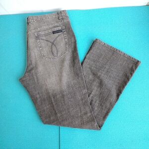 Calvin Klein Women's Mid Rise Flare Jeans Stretch Black 16